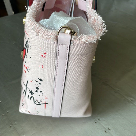 Christian Louboutin frangibus tote poupee pale pink graffiti shopper crossbody - Picture 3 of 12
